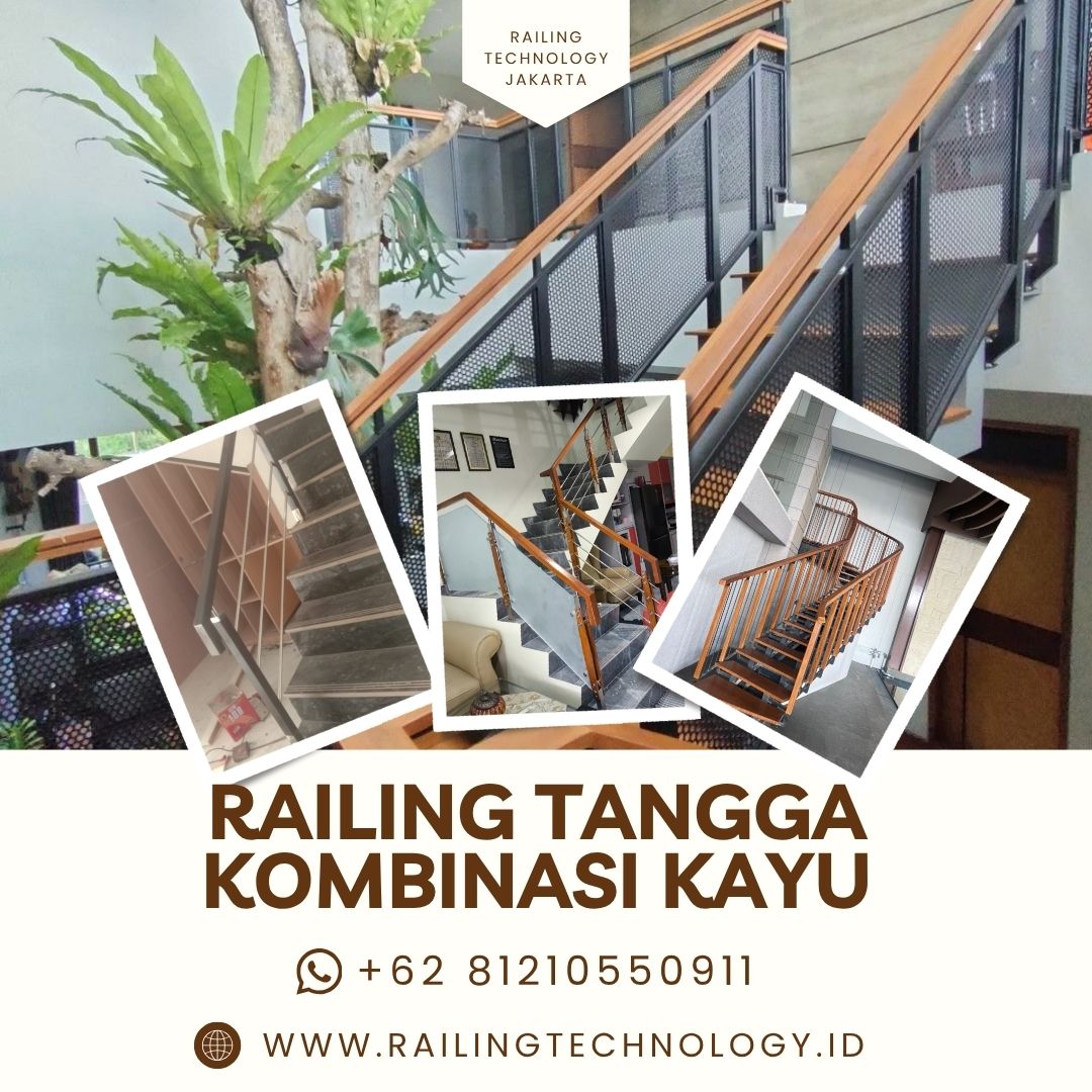 Railing Tangga Kombinasi Kayu Jakarta Barat